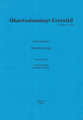 Nmeth Gyrgy - kortudomnyi rtest I. vfolyam I. szm