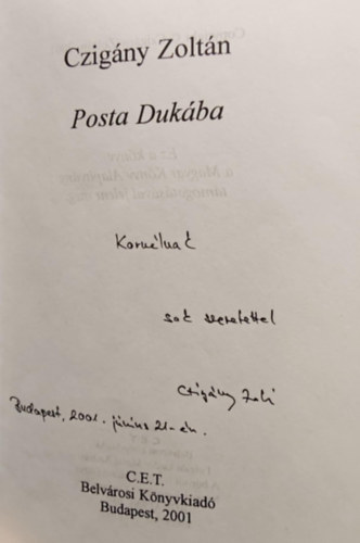 Czig�ny Zolt�n - Posta Duk�ba