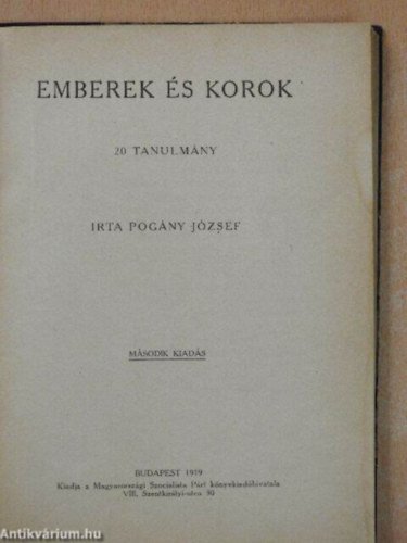 Pogny Jzsef - Emberek s korok (20 tanulmny)