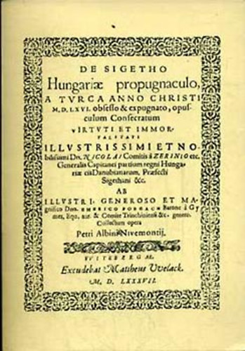 De Sigetho Hungariae propugnaculo (Zrínyi-album) (fakszimile)