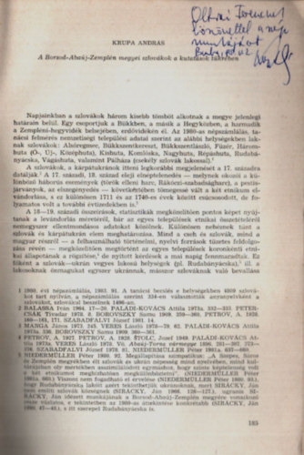 Krupa Andrs - Borsod-Abaj-Zempln megyei Szlovkok a kutatsok tkrben. - Dediklt.