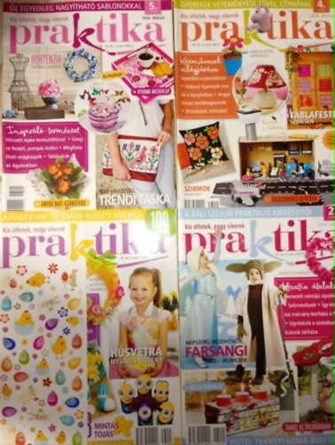 4 db. Praktika Magazin - 2016.febr. - 2. sz�m, 2016.m�c. 3. sz�m, 2016.�pr. 4. sz�m, 2016.m�j. 5. sz�m (szab�s-varr�s-k�t�s-hobby-lak�sdivat-k�zimunka)