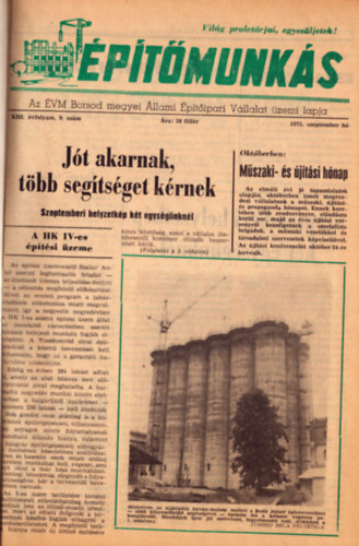 Több szerző - Építőmunkás folyóirat XIII. évfolyam 1973. 9-12, XIV-XXI. évfolyam 1974-1981 teljes évfolyamok (egybekötve)