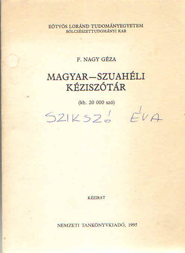 F. Nagy Gza - Magyar-szuahli kzisztr (kb. 20000 sz)