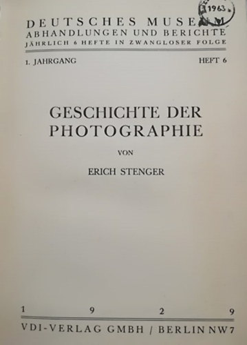 Erich Stenger - Geschichte der Photographie