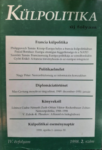 Papp G�bor - K�lpolitika �j �vfolyam (IV. �vfolyam, 1998. 2. sz�m)