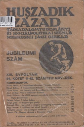Politzer Zsigmond �s Fia - Huszadik Sz�zad 26. k�tet 11-12.1912 nov.-dec.