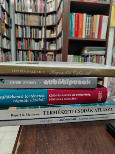 Knyvcsomag, 5 db. Albumok. Legends eskvk+Auttipusok+Klns esetek az emberisg 5000 ves mltjbl+Termszeti csodk atlasza+Lakhzak
