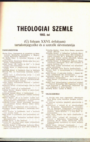 Dr. Ottlyk Ern - Theolgiai szemle 1983. vf. (teljes)