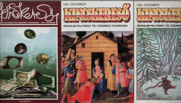 Simai Mihály - 3 db Kincskereső-Irodalmi folyóirat tíz-tizennégy éveseknek 1993/dec, 1994/dec, 1995/dec. számok.