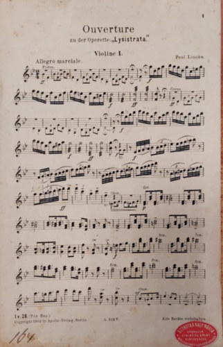 Paul Lincke - Overture Operette Lysistrata Violine 1. (Kotta)