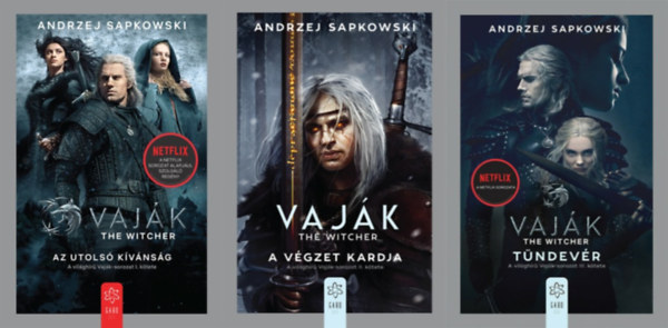 Andrzej Sapkowski - Vaj�k sorozat I-III.: Vaj�k I. - The Witcher - Az utols� k�v�ns�g + Vaj�k II. - The Witcher - A v�gzet kardja + Vaj�k III. - The Witcher - T�ndev�r (filmes bor�t�val)