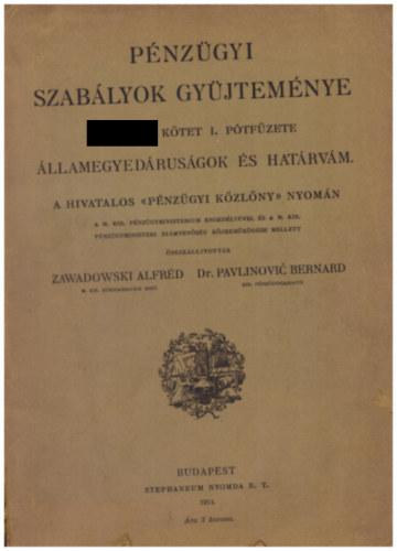 Pnzgyi szablyok gyjtemnye tdik ktet I.ptfzete