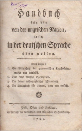 Nincs felt�ntetve - Handbuch f�r die von der ungrischen Nation so sich in der deutschen Sprache �ben wollen