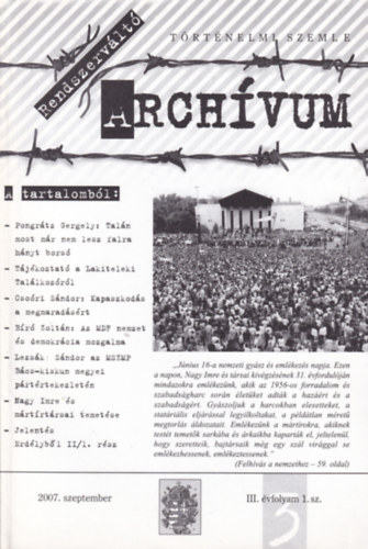 Rendszerv�lt� arch�vum (2007. szeptember, III. �vf. 1. sz.)