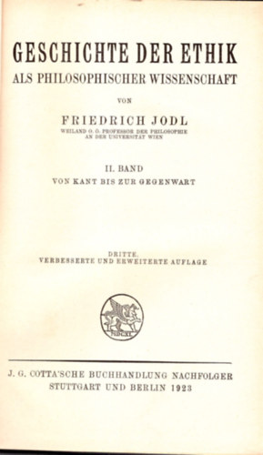 Friedrich Jodl - Geschichte der ethik als philosophischer wissenschaft - csak 2. k�tet