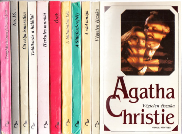 Agatha Christie - 10 db. Agatha Christie krimi: Vgtelen jszaka + A vd tanja + A Sittaford-rejtly + A lthatatlan kz + rk + Herkules munki + Tallkozs a halllal + ti clja ismeretlen + No. 16. + Tragdia hrom felvonsban