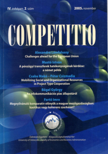 B�gel Gy�rgy, Kap�s Judit Must� Istv�n - Competitio - 2005. november IV. �vf. 2. sz�m