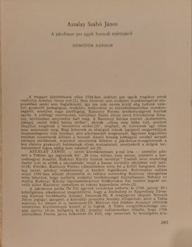 Aszalay Szab� J�nos - A jakobinus per egyik borsodi m�rt�rj�r�l