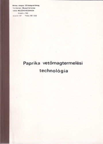 Paprika vet�magtermel�si technol�gia