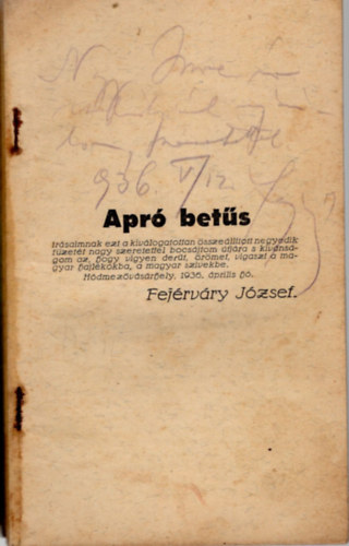 Fejérváry József - Apró betűk- dedikált