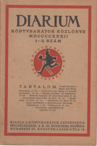 Máté Károly-Kenyeres Imre - Diarium-könyvbarátok közlönye-1922.1-2.szám