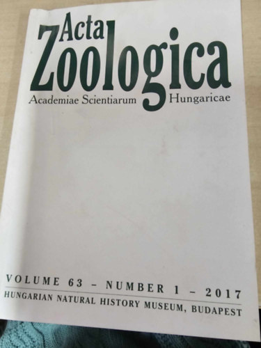 Acta Zoologica 2017. Vol. 63.