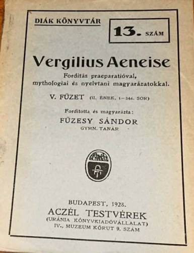 Vergilius Aeneise 13. szám (diákkönyvtár)