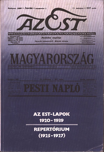 Pesti Ernő (összeáll.) - Az Est-lapok 1920-1939 - Repertórium (1925-1927)
