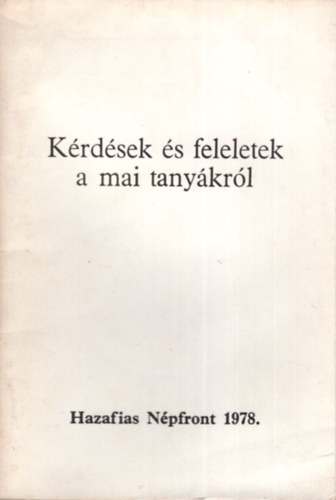 Cserkti Ferenc - Krdsek s feleletek a mai tanykrl.