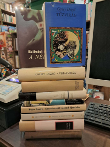 Szilv�si Lajos, Gy�ry Dezs�, Passuth L�szl�, Gy�rf�s Endre, Fejes Endre, Heged�s G�za, L�szl� N�meth Kr�dy Gyula - 10 db-os magyar irodalom K�NYVMENT� AJ�NLAT: A n�ma, T�zvir�g, Viharvir�g, Sorsvir�g, Ravenn�ban temett�k R�m�t, Nyugtalan egriek, Szerelemr�l boldog �jszak�n, Palota a hegytet�n, �get� Eszter, Asszonys�gok d�ja - Napraforg�
