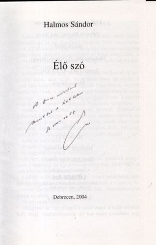 Halmos Sndor - l sz 1-2. (dediklt)