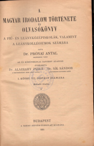 dr. Prnai Antal - A magyar irodalom trtnete s olvasknyv ...