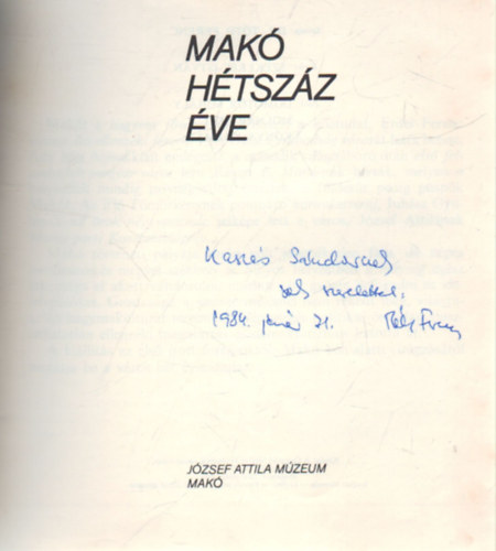Dr Tth Ferenc - Mak htszz ve