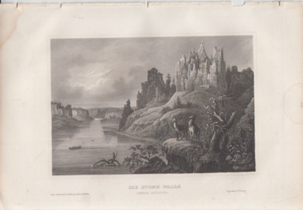 Die Stone Walls (oberer Missouri) (Kfalak a fels-Missouri foly mentn, USA, szak-Amerika) (16x23,5 cm lapmret eredeti aclmetszet, 1856-bl)