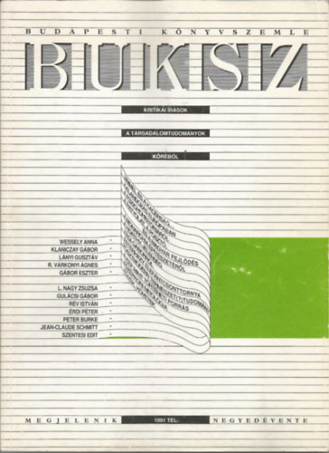BUKSZ (Kritikai rsok a trsadalomtudomnyok krbl) 1991 tl