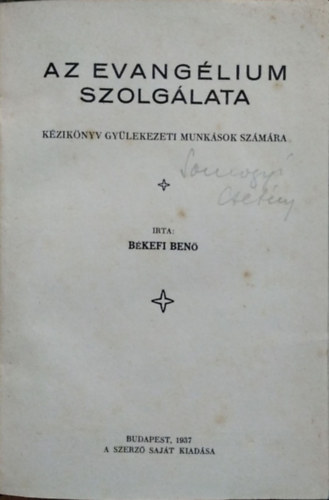 Bkefi Ben - Az evanglium szolglata.