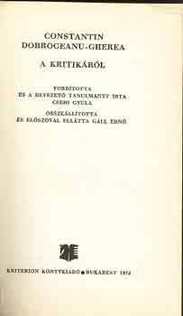Constantin Dobrogeanu-Gherea - A kritikrl (tka)