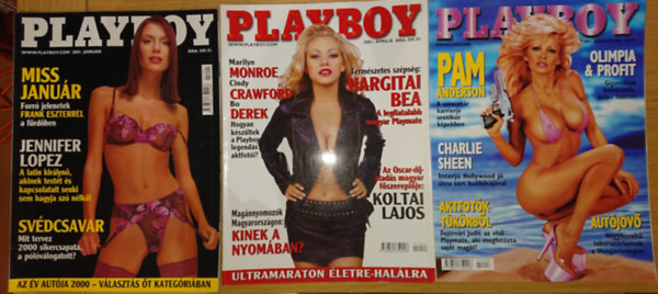 3 db Playboy magazin - 2001. janu�r, �prilis, augusztus