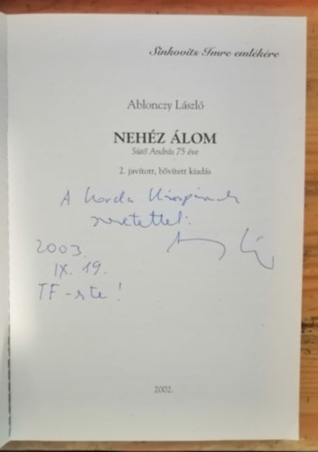 Ablonczy Lszl - Nehz lom-St Andrs 70 ve