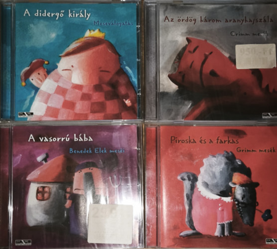 Benedek  Elek Grimm testv�rek - 4db mesev�logat�s CD - Az �rd�g h�rom hajsz�la-Grimm mes�k, Piroska �s a farkas-Grimm mes�k, A vasorr� b�ba-Benedek Elek mes�i, A diderg� kir�ly-Mesev�logat�s