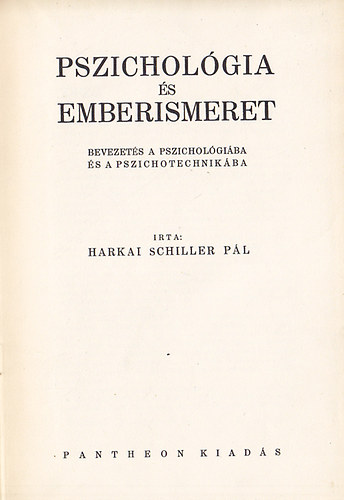 Harkai Schiller Pl - Pszicholgia s emberismeret