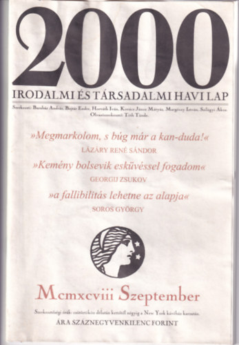 Bojtr Endre - 2000 Irodalmi s Trsadalmi Havi Lap - 1998. Szeptember