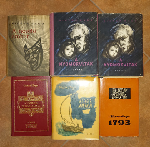 Victor Hugo - 5 m� 6 k�tetben Victor Hug�t�l: A p�rizsi Notre-Dame, 1793, A tenger farkasai, A nyomorultak I-II., A nevet� ember