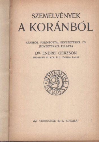 Dr. Endrei Gerzson  (ford.) - Szemelv�nyek a Kor�nb�l
