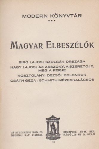 Magyar elbeszlk III.