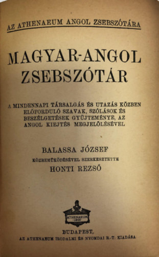 Athenaeum - Magyar-angol zsebsztr