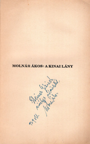 Molnr kos - A knai lny - novellk-dediklt