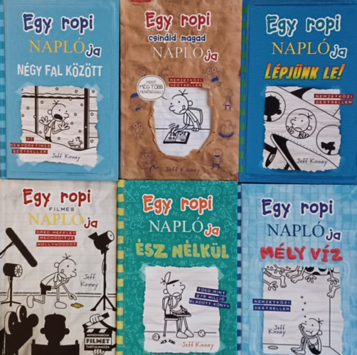 Jeff Kinney - 6 db Ropi naplja:  Ngy fal kztt  + Lpjnk le! + Mly vz +  sz nlkl (6., 12., 15., 18. Napl) + Egy ropi csinld magad NAPLja + Egy ropi filmes naplja - Greg Heffley meghdtja Hollywoodot