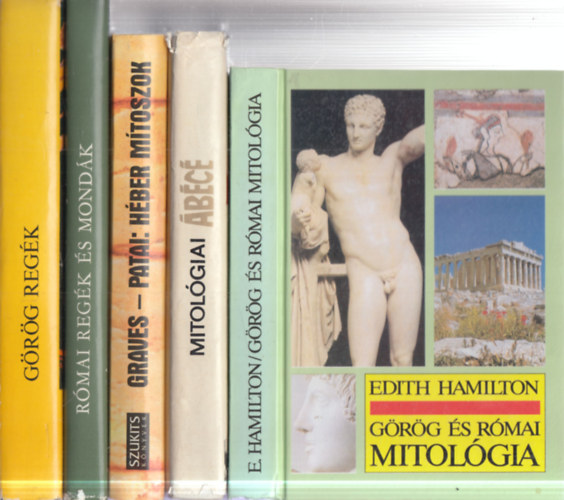 5 db. mitológia (Görög és római mitológia + Mitológiai ábécé + Héber mítoszok + Római regék és mondák + Görög regék)